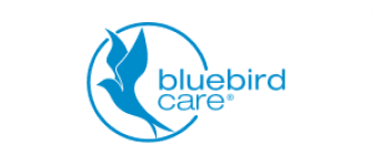 Bluebird Care logo in teal and white with bird graphic