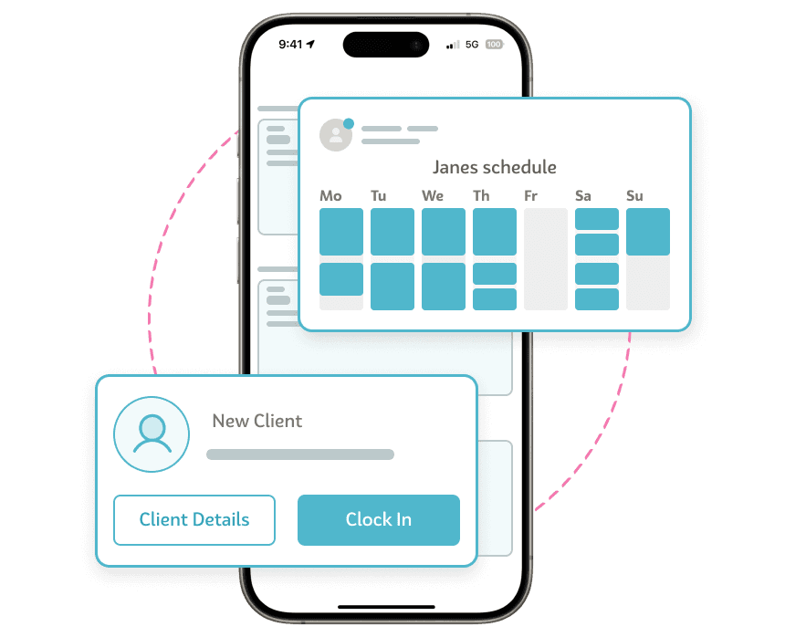 Smartphone displaying the OneTouch care scheduling and rostering app interface