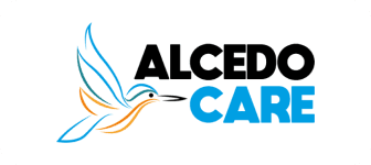 Alcedo Care logo with stylised bird graphic and brand name